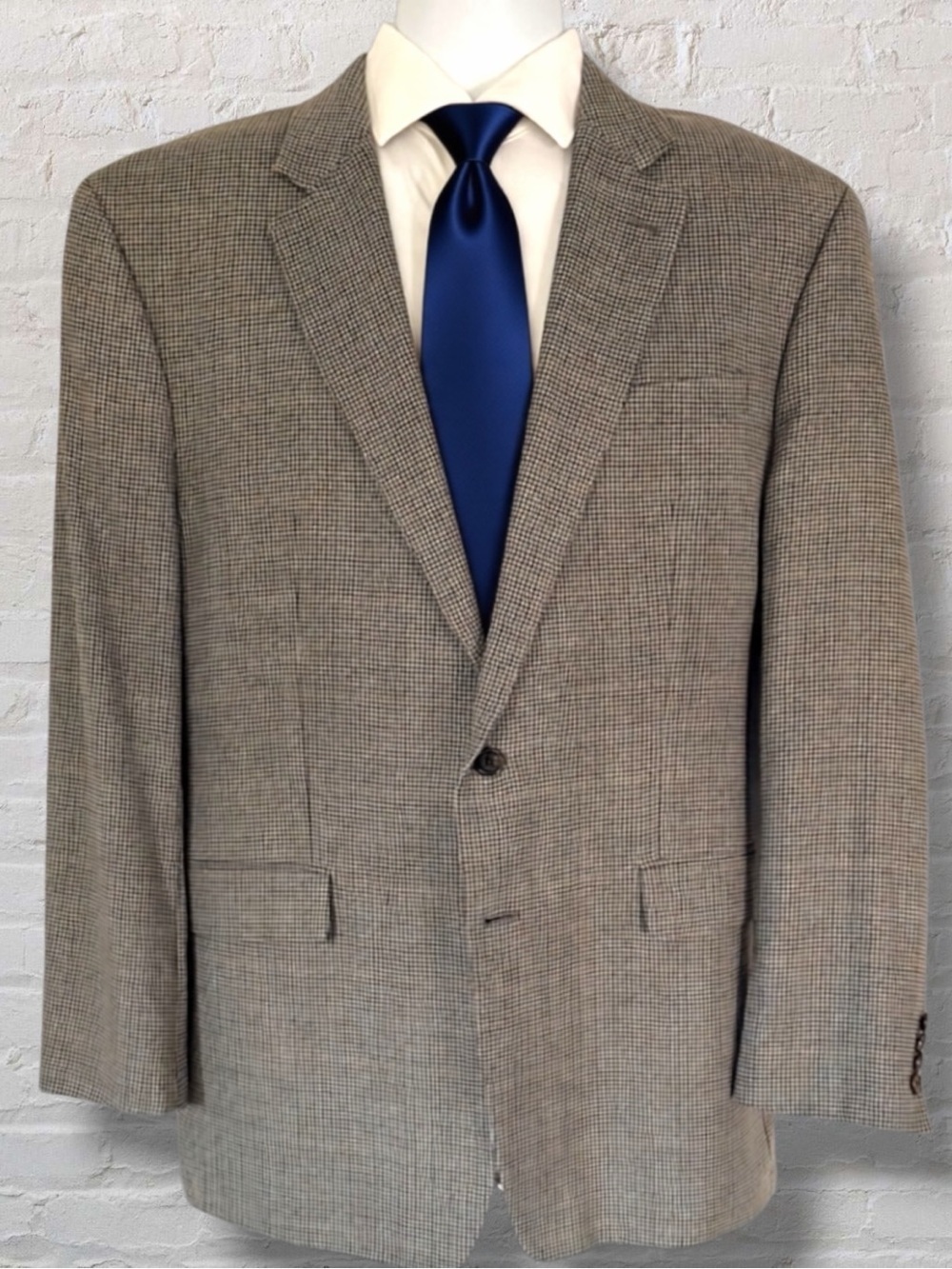 Lauren Ralph Lauren 44L Silk Wool Houndstooth Blazer Sport Coat Jacket